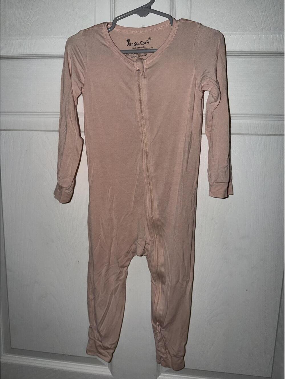 Baby/Toddler Pink Long Sleeve Zippered One-Piece Pajamas